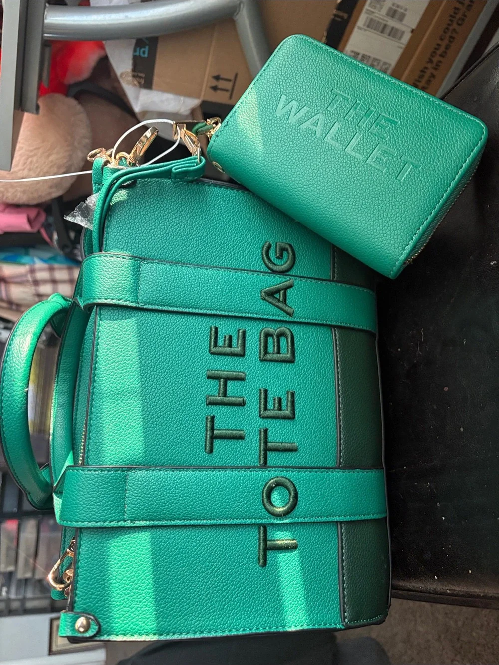 The Tote Bag Teal Crossbody Bag with Matching Wallet - Unbranded